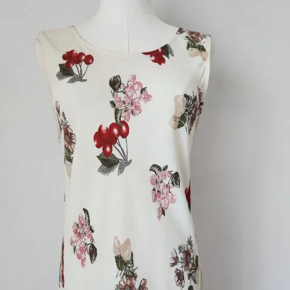 Vintage Y2K  NC Love USA Made Rayon Chiffon Sherry Floral Maxi Dress Sleeveless - Picture 2 of 10